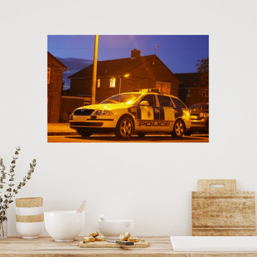 Polizeiautoabendplakat Poster (Küche)