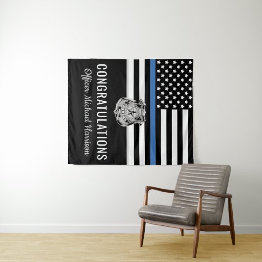 Polizeibeamte Abschluss Strafverfolgungsakademie Wandteppich (Beispiel (Horizontal))