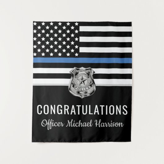 Polizeibeamte Abschluss Strafverfolgungsakademie Wandteppich (Vorderseite)