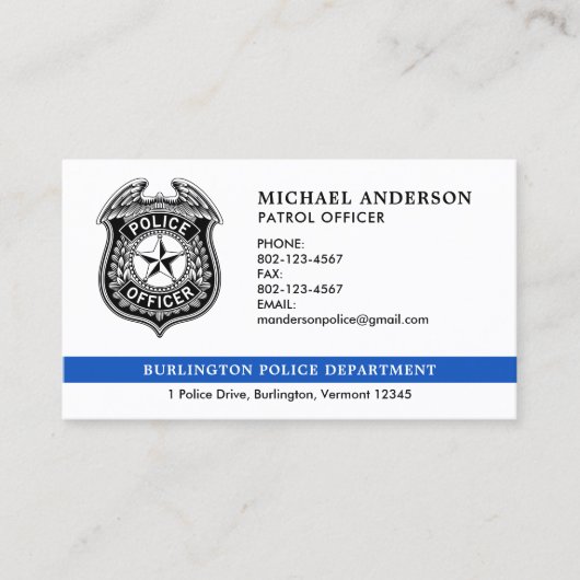 Polizeibeamte Abteilung Rechtsdurchsetzung QR-Kode Visitenkarte (Vorderseite)