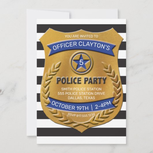 Polizeibeamte Abzeichen Party Einladung (Vorderseite)