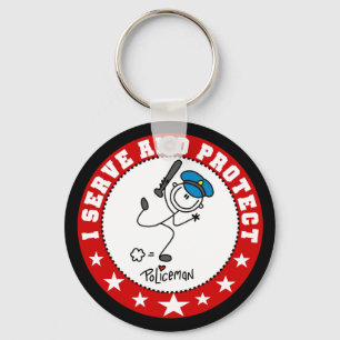 Polizeibeamte bedienen und schützen schlüsselanhänger