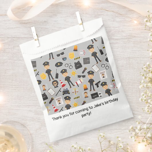 Polizeibeamte Birthday Party Grau Geschenktütchen (Ausgeschnitten)