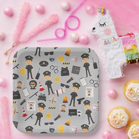 Polizeibeamte Birthday Party Grau Pappteller (Party)