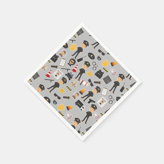 Polizeibeamte Birthday Party Grau Serviette (Ecke)