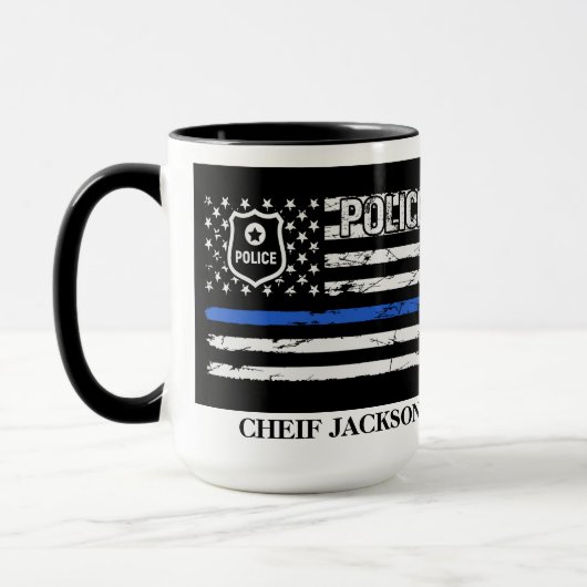 Polizeibeamte Blue Line Flag Abzeichen Kaffee Tass Tasse (Links)
