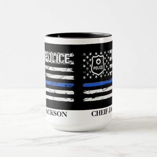 Polizeibeamte Blue Line Flag Abzeichen Kaffee Tass Tasse (Zentrum)