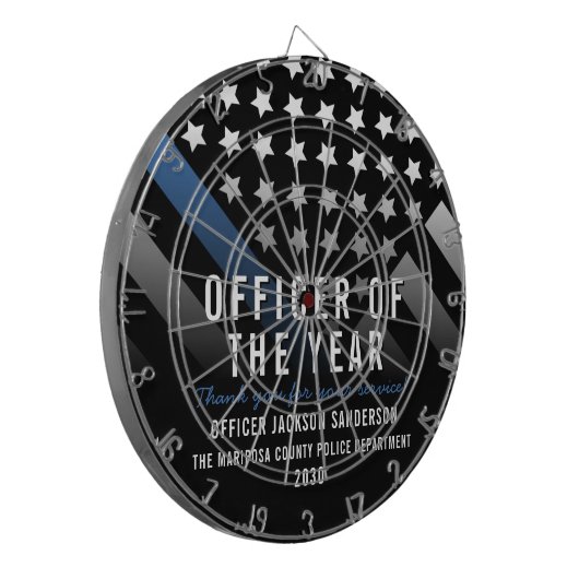 Polizeibeamte der Blue Line-Flagge des Jahres Dartscheibe (Vorderseite Links)