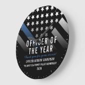 Polizeibeamte der Blue Thin Line-Flagge des Jahres Große Wanduhr (Winkel)