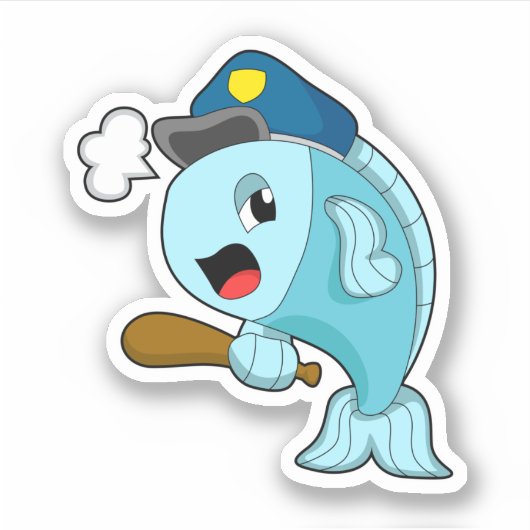 Polizeibeamte der Fische - Hut Aufkleber (Vorderseite)
