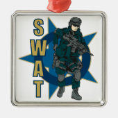 Polizeibeamte der SWAT Silbernes Ornament (Vorne)