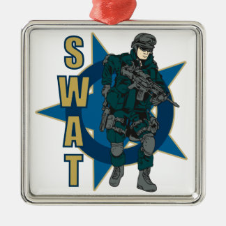 Polizeibeamte der SWAT Silbernes Ornament