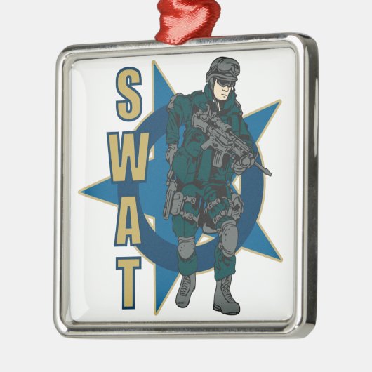 Polizeibeamte der SWAT Silbernes Ornament (Links)