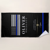 Polizeibeamte| Dienstzeitalter Schwarz Strandtuch (Vorderseite)