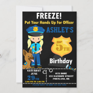 Polizeibeamte Einladung zum Geburtstag Girl K9 Hun