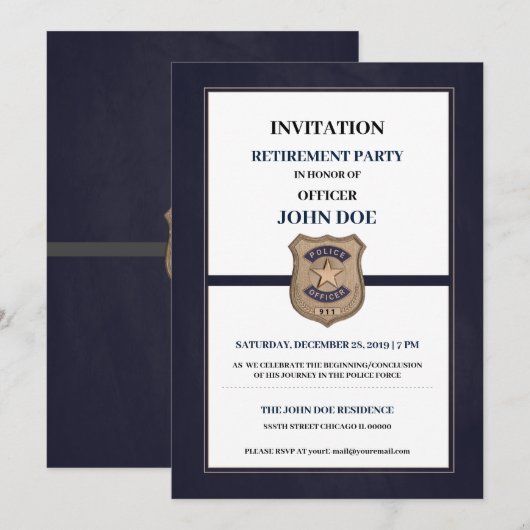 Polizeibeamte - Einstellung Einladung (Vorne/Hinten)