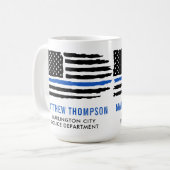 Polizeibeamte Flag Personalisiert dünne blaue Lini Kaffeetasse (Vorderseite Links)