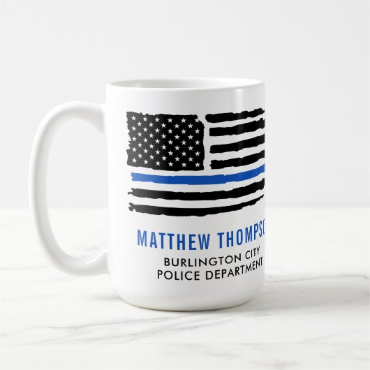 Polizeibeamte Flag Personalisiert dünne blaue Lini Kaffeetasse (Links)
