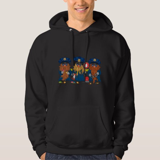 Polizeibeamte Funny Gnomes Thin Blue Line Design Hoodie (Vorderseite)