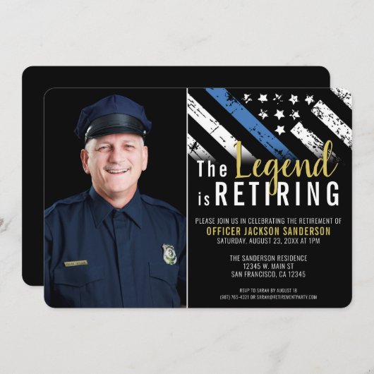 Polizeibeamte für Strafverfolgung Foto für das Zur Einladung (Vorne/Hinten)