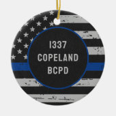 Polizeibeamte für Strafverfolgung in Thin Blue Lin Keramik Ornament (Vorne)