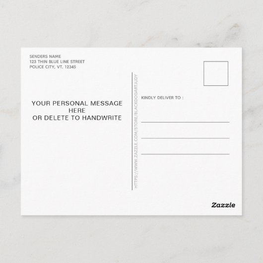 Polizeibeamte Gebet Thin Blue Line Postkarte (Rückseite)