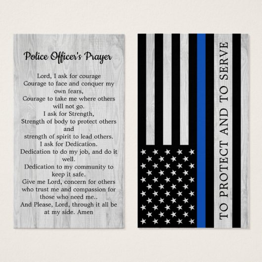 Polizeibeamte Gedicht "Thin Blue Line Card" (Vorne & Hinten)