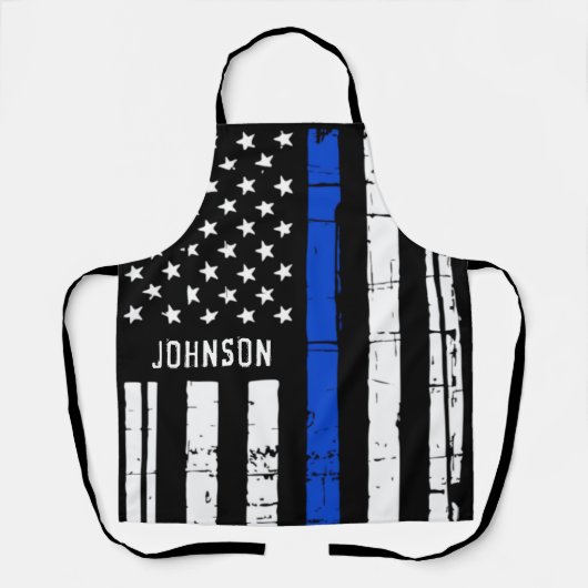 Polizeibeamte GRILLEN Personalisiert Thin Blue Lin Schürze (Vorderseite)