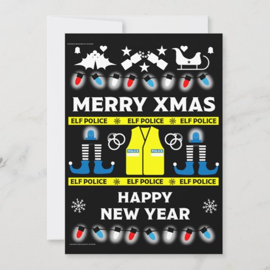 Polizeibeamte, hässlicher Weihnachtspulli Feiertagskarte (Vorderseite)