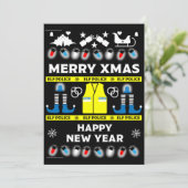 Polizeibeamte, hässlicher Weihnachtspulli Feiertagskarte (Stehend Vorderseite)