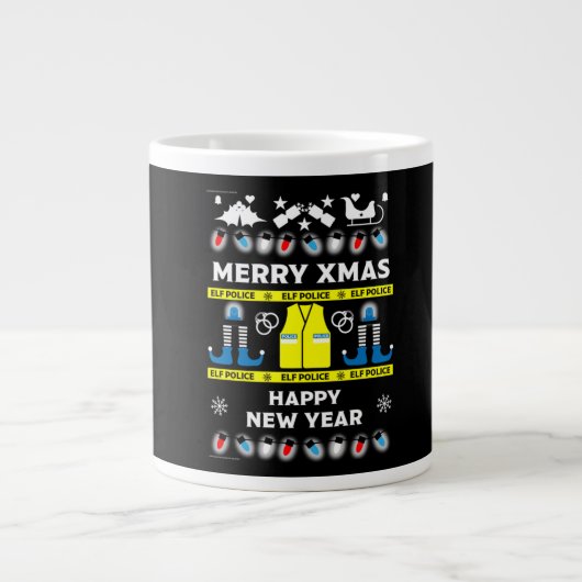 Polizeibeamte, hässlicher Weihnachtspulli Jumbo-Tasse (Vorderseite)