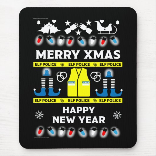 Polizeibeamte, hässlicher Weihnachtspulli Mousepad (Vorne)