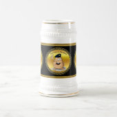 Polizeibeamte Kartoffel mit blauem Polizeihut Bierglas (Mittel)