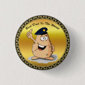 Polizeibeamte Kartoffel mit blauem Polizeihut Button (Vorderseite)