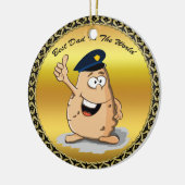 Polizeibeamte Kartoffel mit blauem Polizeihut Keramik Ornament (Links)