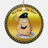 Polizeibeamte Kartoffel mit blauem Polizeihut Keramik Ornament (Hinten)