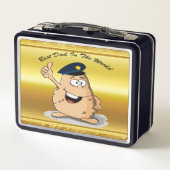 Polizeibeamte Kartoffel mit blauem Polizeihut Metall Brotdose (Rückseite)