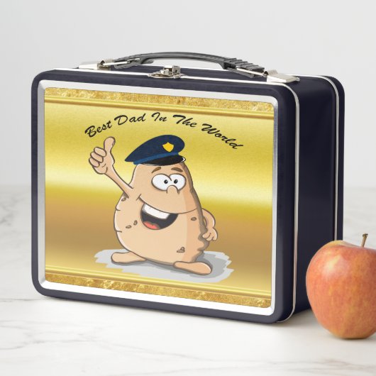 Polizeibeamte Kartoffel mit blauem Polizeihut Metall Brotdose (Beispiel)