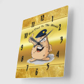 Polizeibeamte Kartoffel mit blauem Polizeihut Quadratische Wanduhr (Winkel)