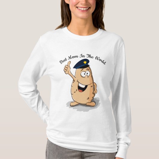 Polizeibeamte Kartoffel mit blauem Polizeihut T-Shirt (Vorderseite)