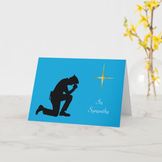 Polizeibeamte Kneeling Sympathy Card Karte (Gelbe Blume)