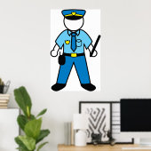 Polizeibeamte mit Baton Poster (Heimbüro)