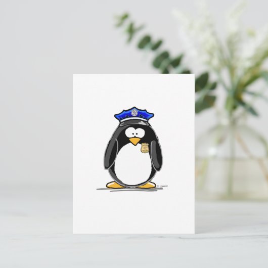 Polizeibeamte Penguin Postkarte (Stehend Vorderseite)