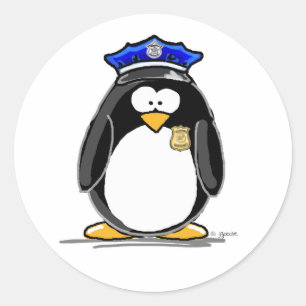 Polizeibeamte Penguin Runder Aufkleber