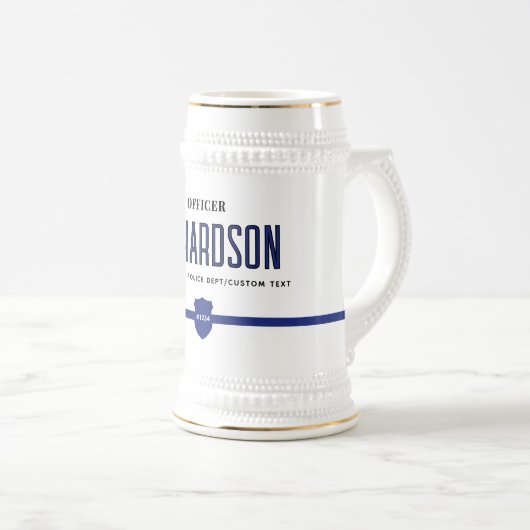 Polizeibeamte personalisiert Thin Blue Line Bierglas (VorderseiteRechts)