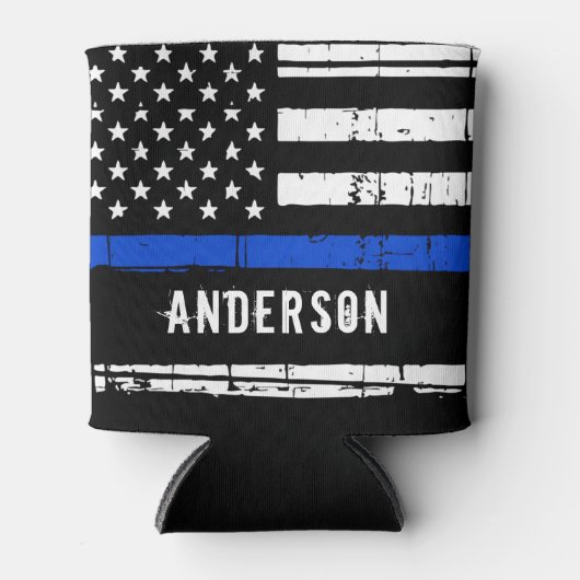 Polizeibeamte personalisiert Thin Blue Line Dosenkühler (Vorderseite)