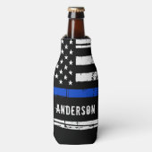 Polizeibeamte personalisiert Thin Blue Line Flaschenkühler (Flaschenvorderseite)