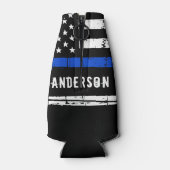 Polizeibeamte personalisiert Thin Blue Line Flaschenkühler (Rückseite)