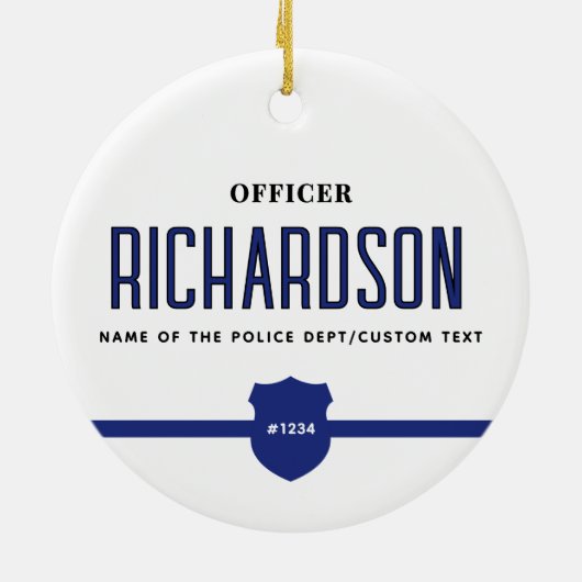 Polizeibeamte personalisiert Thin Blue Line Keramik Ornament (Hinten)