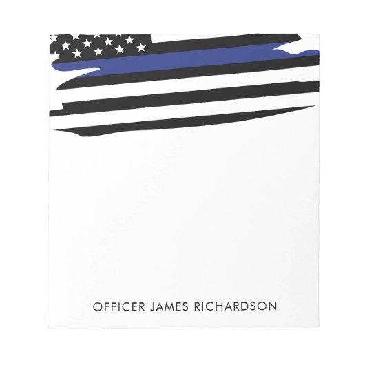 Polizeibeamte personalisiert Thin Blue Line Notizblock (Vorderseite)